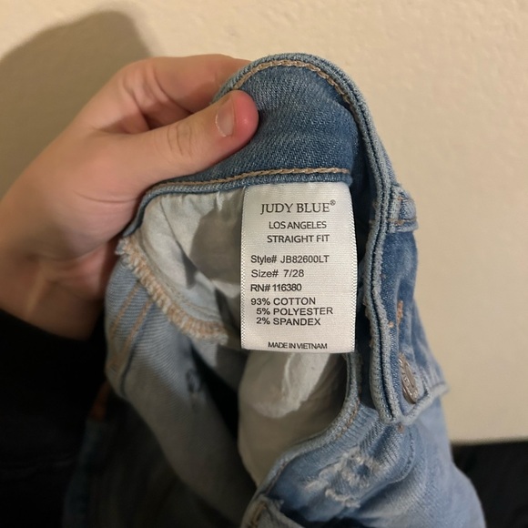 Judy Blue Back Rip 90'S STRAIGHT Light Wash Women’s Sz 7/28 Distressed High Rise - Picture 10 of 11